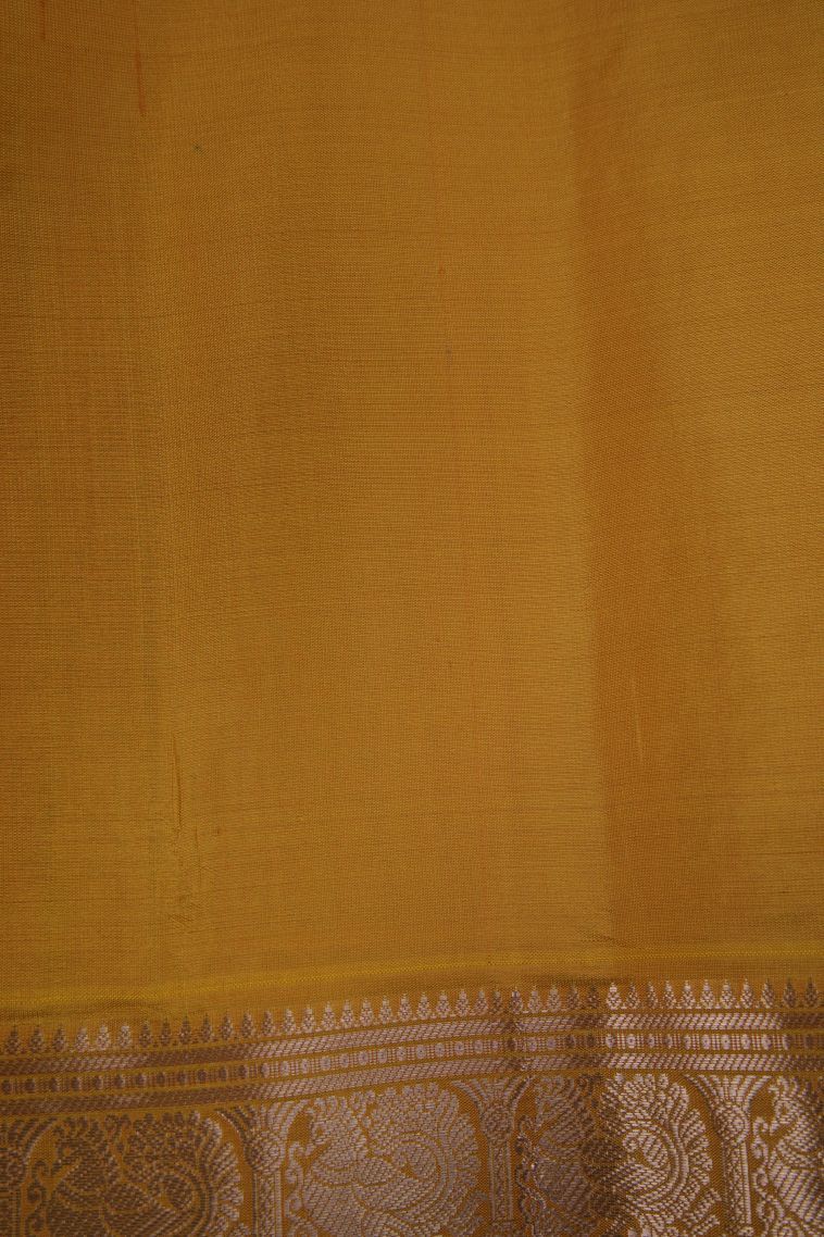 Sapphire Blue Soft Silk Saree with Gold Zari Peacock Motifs view 3