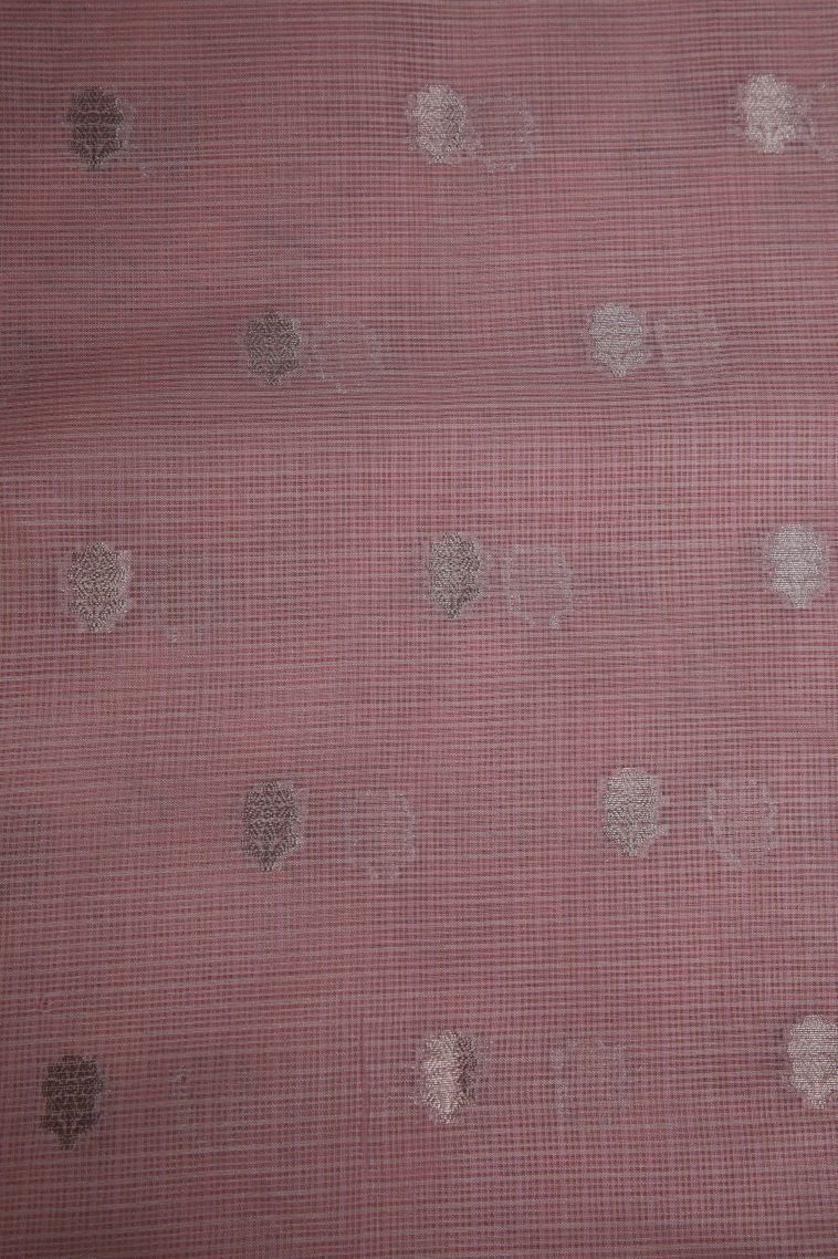 Rose Pink Manipuri Cotton Sarees with Without Zari Zari Floral Patterns view 3