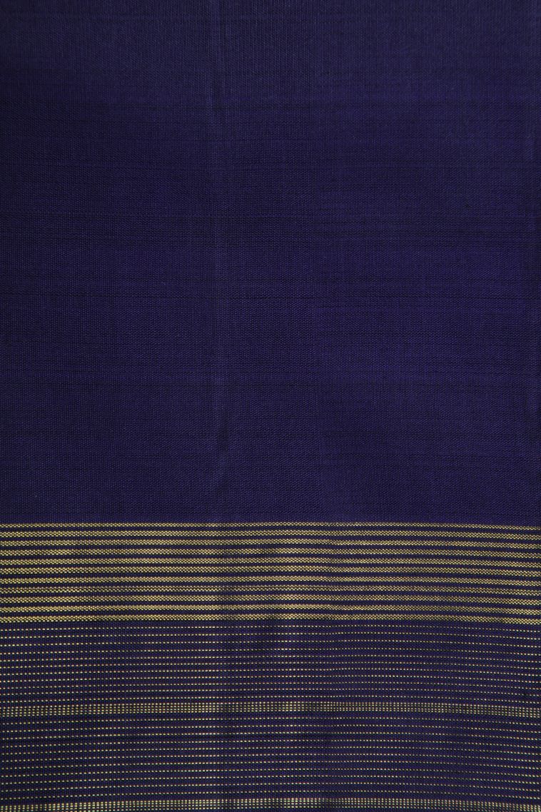 Berry Blue Kanchipuram Silk Sarees with Gold Zari Checks view 3