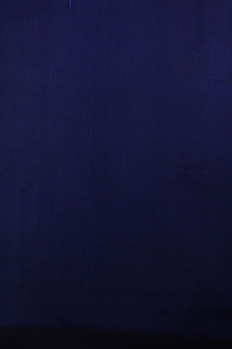 Lapis Blue Kanchipuram Silk Sarees with Gold Zari Floral Patterns view 3